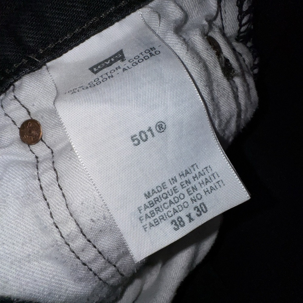 Levis 501 XX Mens 38x30‎ Black Classic Fit Straight Leg Button Fly Denim Grunge - Picture 7 of 11